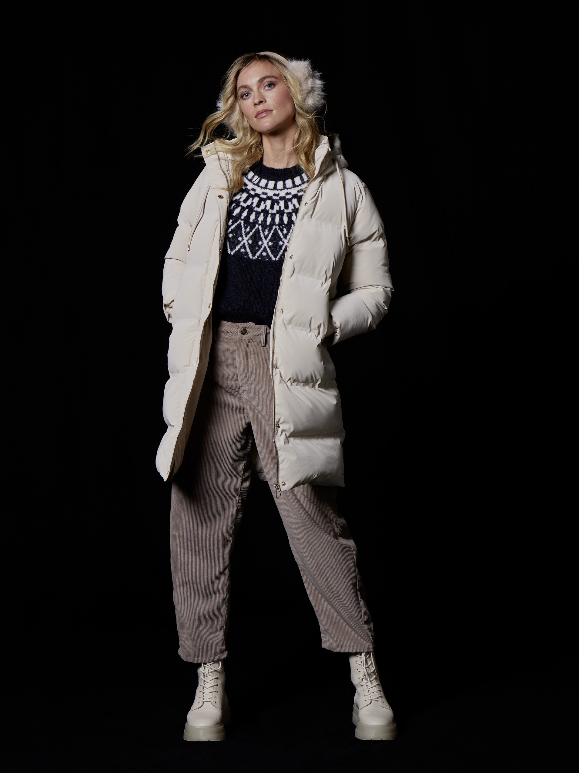 Dámsky prešívaný kabát BROADWAY NYC FASHION ECRU Smotanová s.WEAR 1